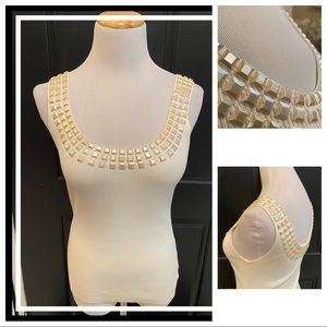 CACHE' beaded ribbed tank